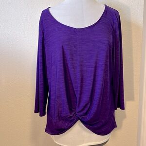 Diana Bell scoop neck twist front vibrant purple 3/4 sleeve blouse like new.
